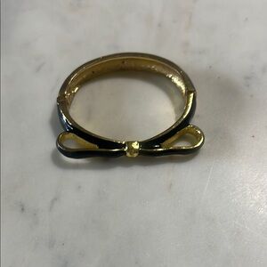 Elegant Gold and Black Bow Cuff Bracelet